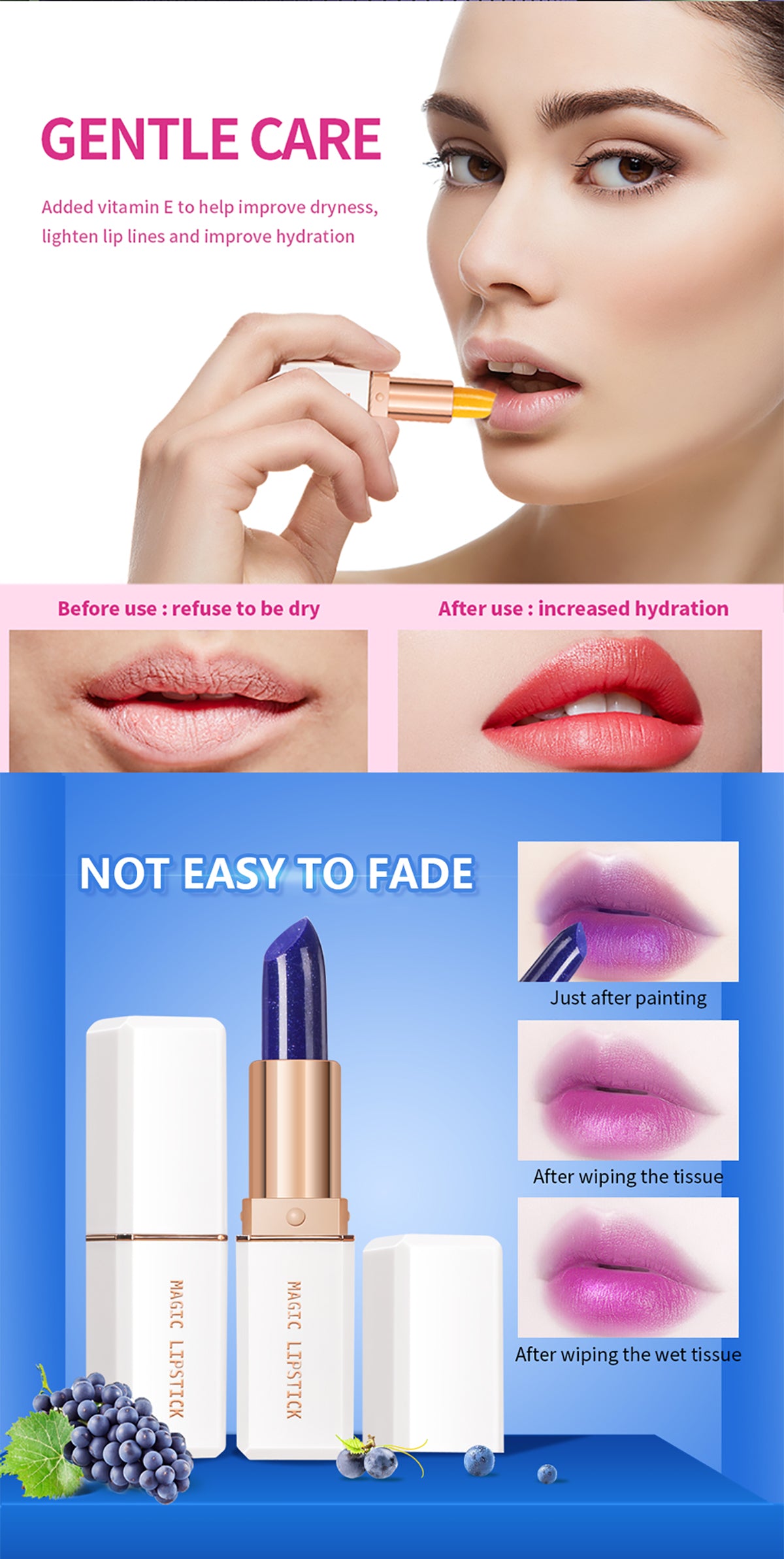 6 Color Magic Lipstick Temperature Color Changing Lip Stain Gloss Moisturizing And Long Lasting Waterproof Lip Balm lakerain - Seprincess