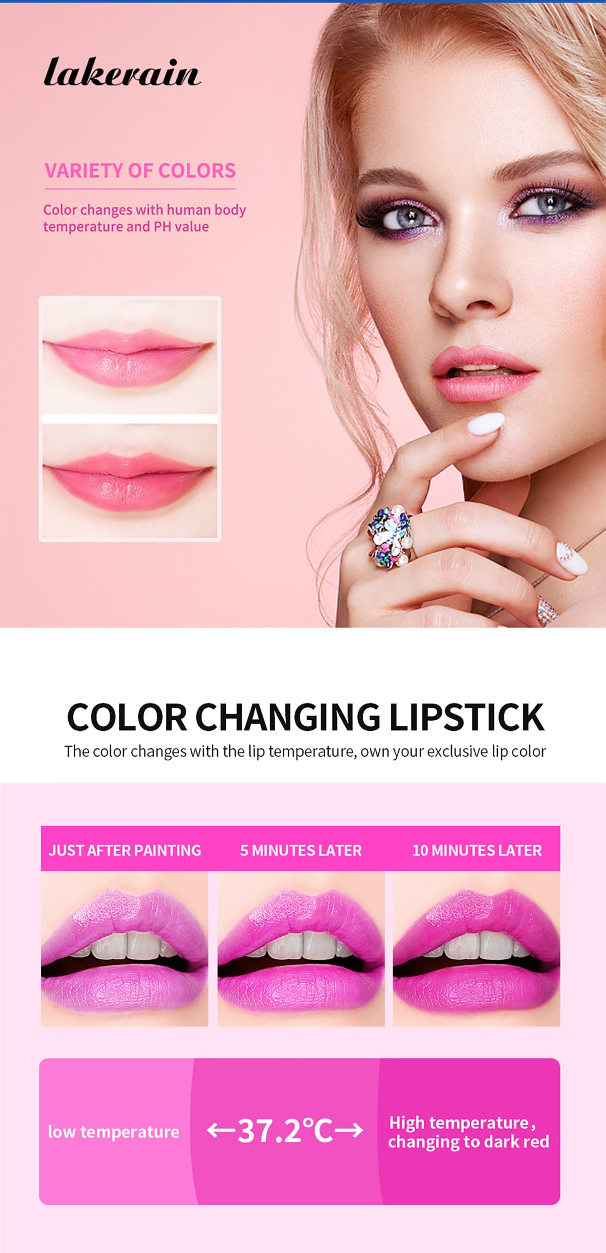 6 Color Magic Lipstick Temperature Color Changing Lip Stain Gloss Moisturizing And Long Lasting Waterproof Lip Balm lakerain - Seprincess