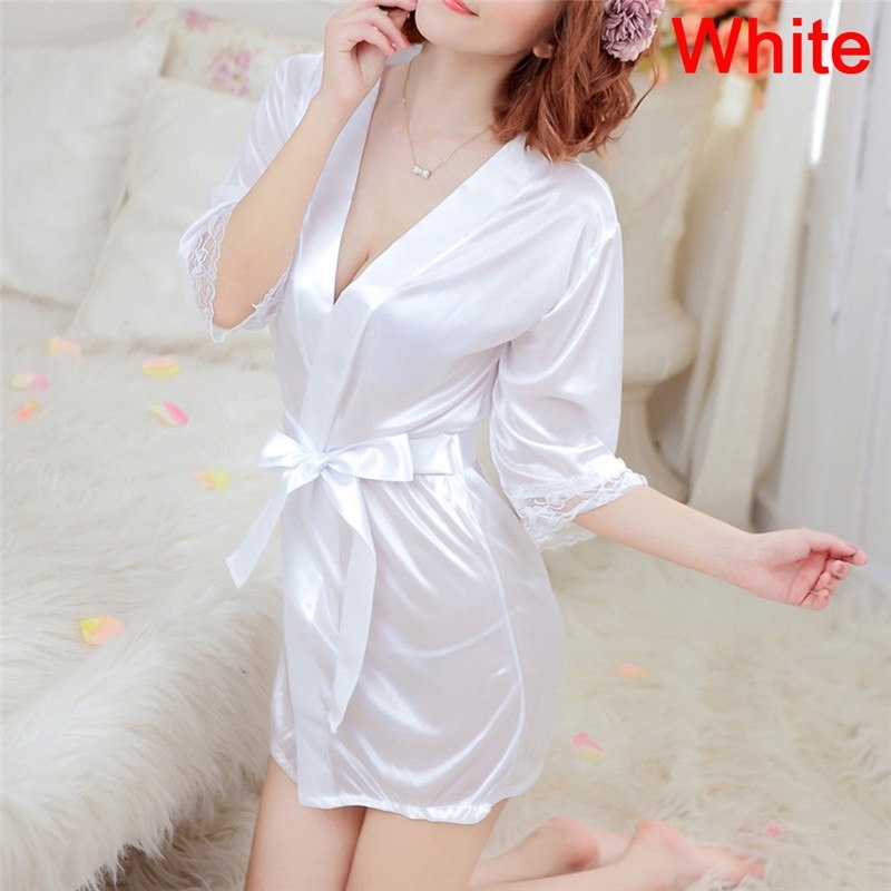 Women's Sexy Lingerie Set Sexy Ice Silk Robe with Bathrobe - Seprincess