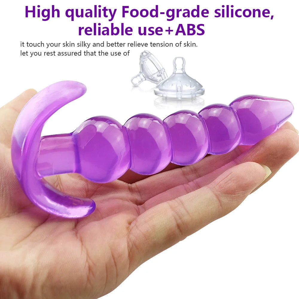 Soft Silicone Anal Plugs Beads Dildo Butt Prostate Massage Unisex Sexy Stopper Adult Sex Toy for Men Women Adult Games