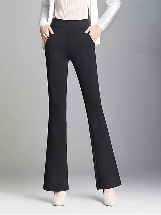 Women's High Waisted Flare Leg Pants Split Stretch Solid Workout Yoga Sports Trousers