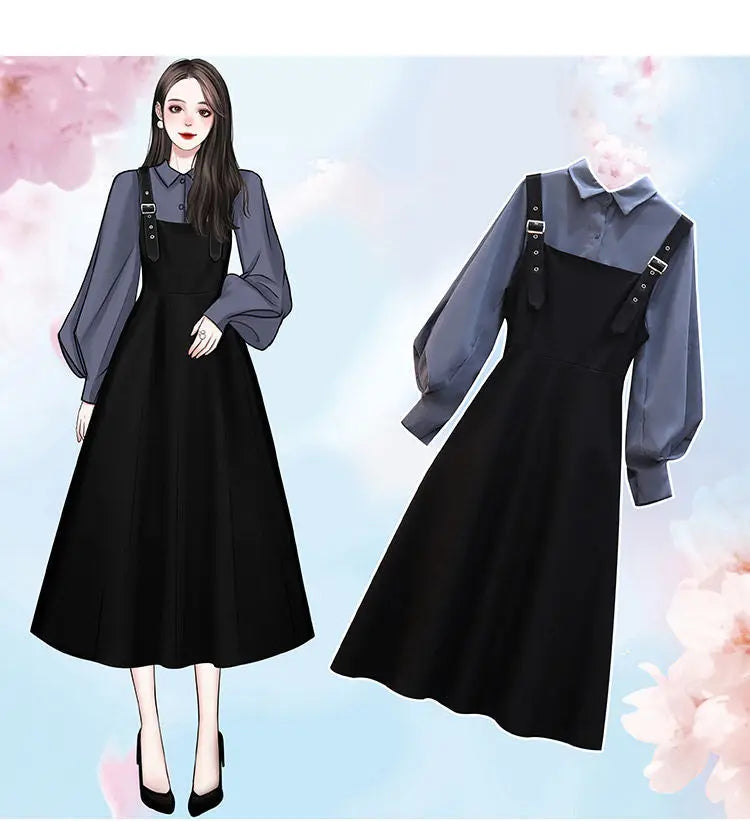 New Large Size Women's Set Spring and Autumn Suit Women Fashion Shirt + Dress Female Two-piece - Seprincess