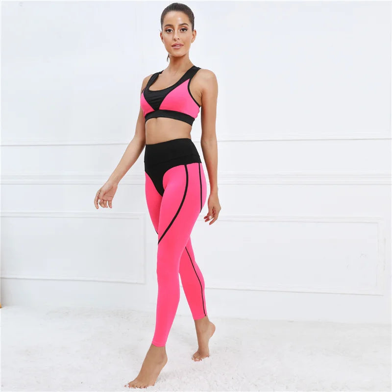 Women Yoga Set Female Suit Women's Crop Top Bra Leggings Pants Set 2pcs Two Piece Outfit Fitness Workout Sport Gym Suit Clothes