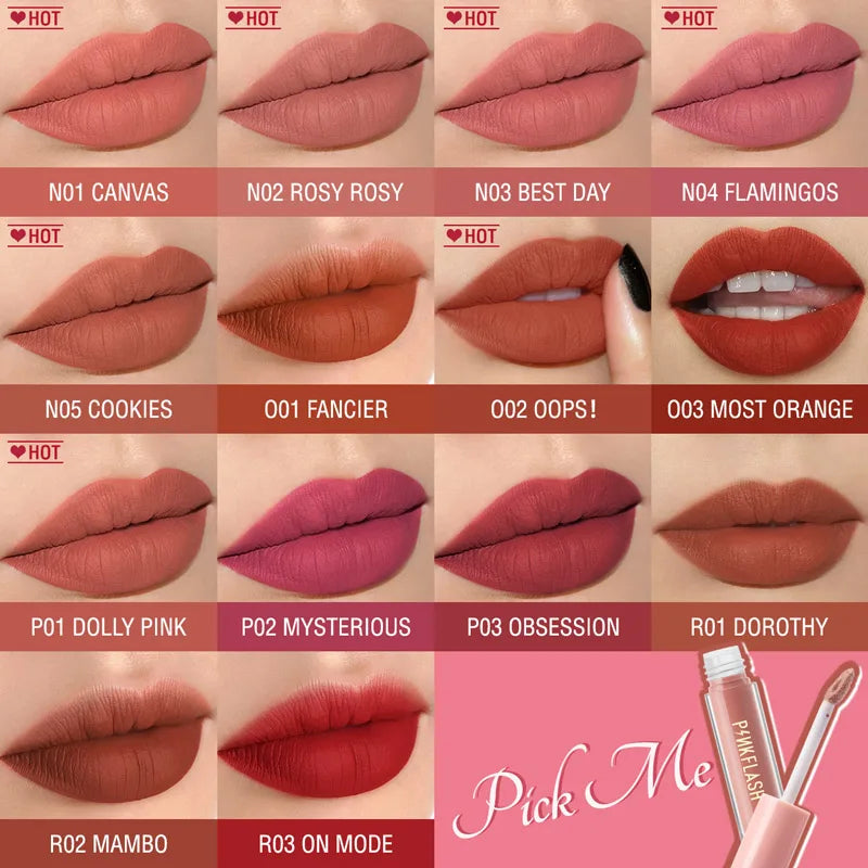 PINKFLASH Wholesale Matte Lipstick Soft Red Nude Pink Melting Lip Cream Waterproof Makeup Lipgloss Not Fade Lip Mud Lip Tint - Seprincess