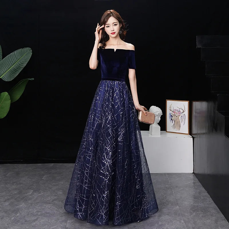 Full Length Chinese Sexy Off Shoulder Oriental Party Female Cheongsam Stage Show Qipao Dress Elegant Celebrity Banquet Dresses - Seprincess