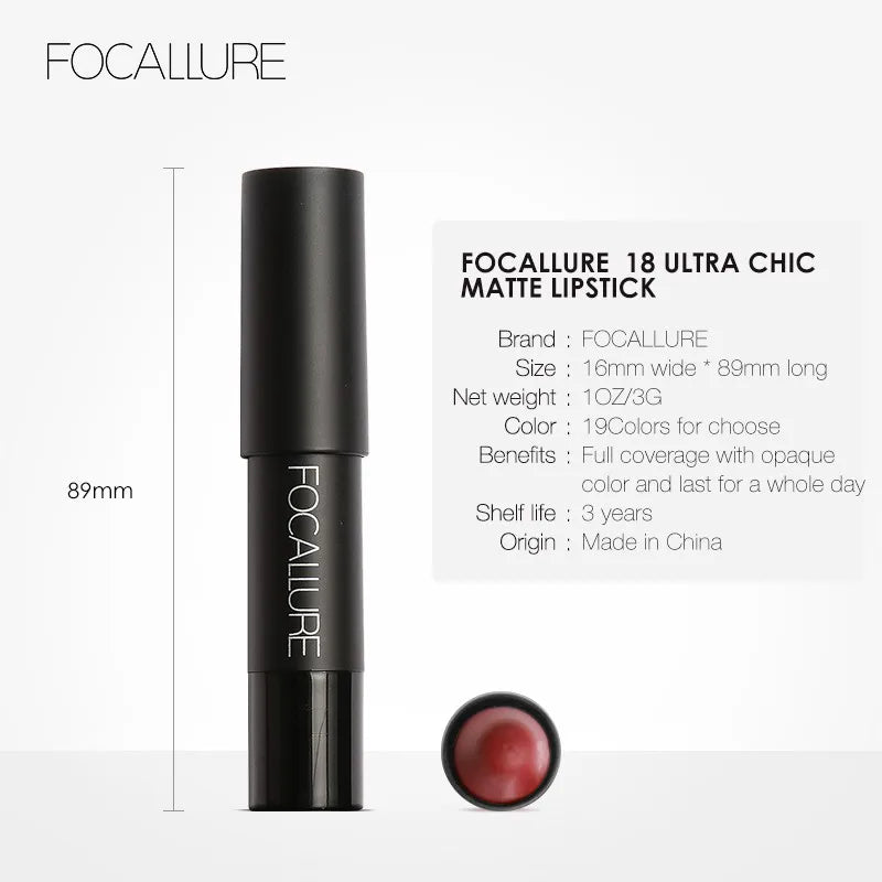 FOCALLURE 31 Colors Matte Lipstick Long Lasting Waterproof Sexy Lipbalm Non-Stick Lip Tint Lip Pencil Makeup Cosmetics for Women - Seprincess