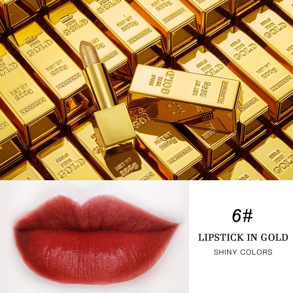 New Gold Bullion Lipstick Beauty Shiny Matte Velvet Shell Lip Glaze Fashion Lasting Lips Makeup Cosmetic - Seprincess