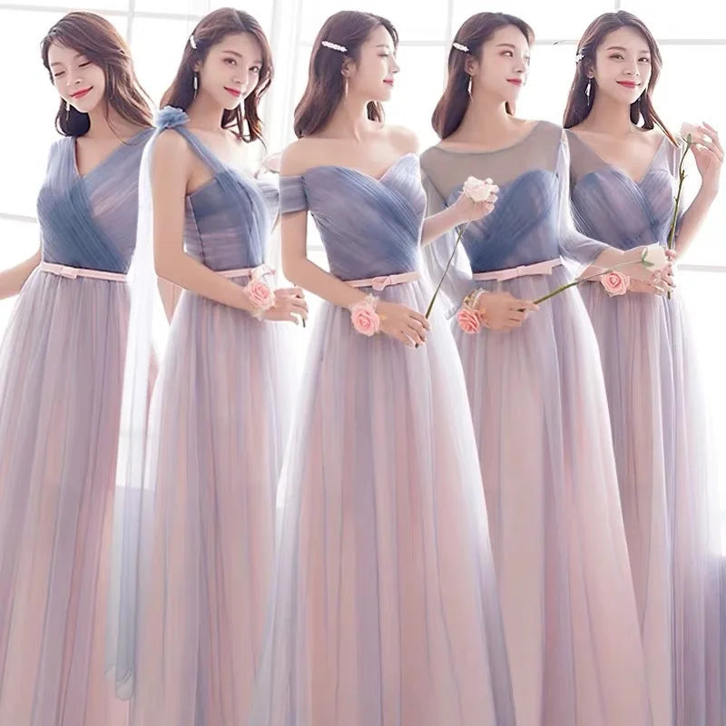 Bridesmaid Dresses Shining Sequin Appliques Women Wedding Party Dress V-Neck Half Sleeve Formal Long Gowns Elegant Vestidos R082