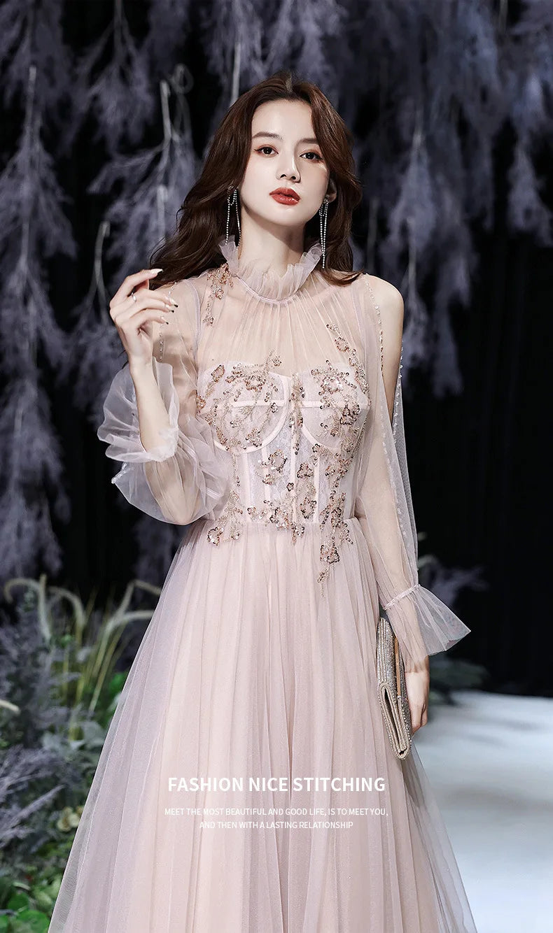 2021 Woman New Temperament Dresses Elegant Floor-length Evening Gown Exquisite Sequins Bling A-line Formal Dress - Seprincess