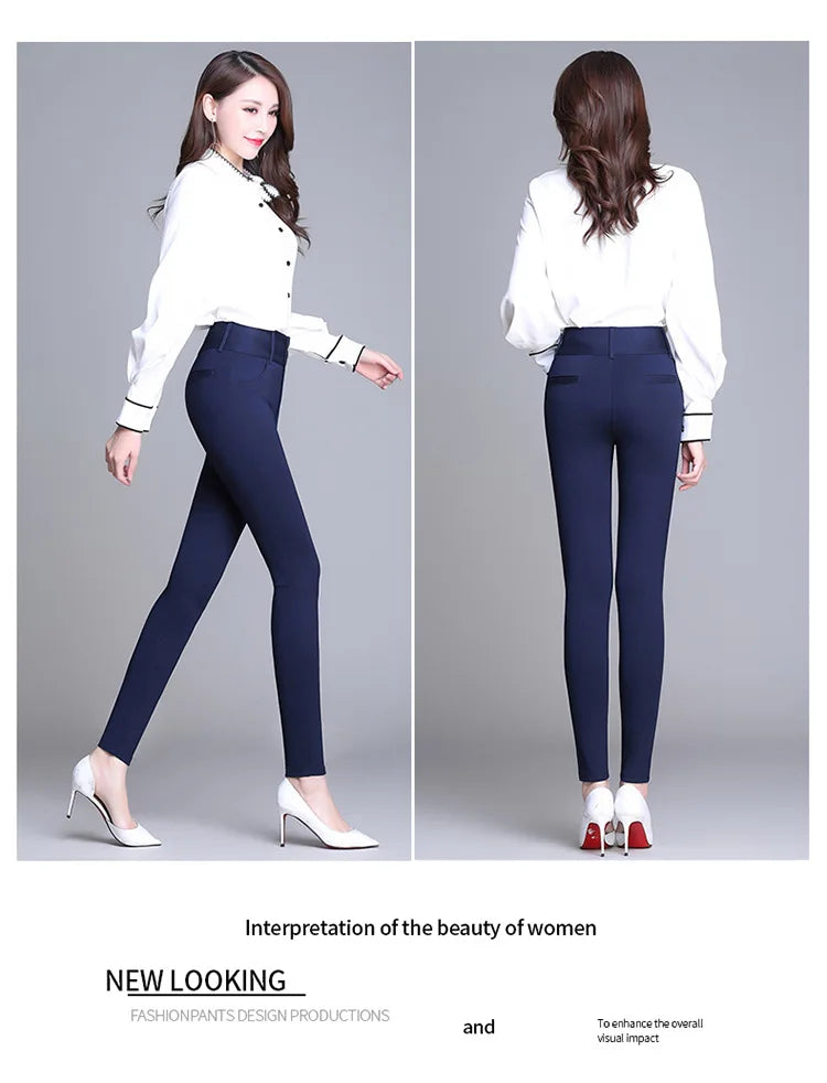 2022 New Fashion High Waist Autumn Winter Women Thick Warm Elastic Pants Quality S-5XL Trousers Tight Type Pencil Pants