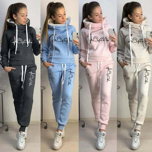 Two Piece Sets Casual Tracksuit Women Hooded Pullover Hoodies and Pants Suit Outfits Female Sweatshirts Autumn Spring Tracksuits - Seprincess