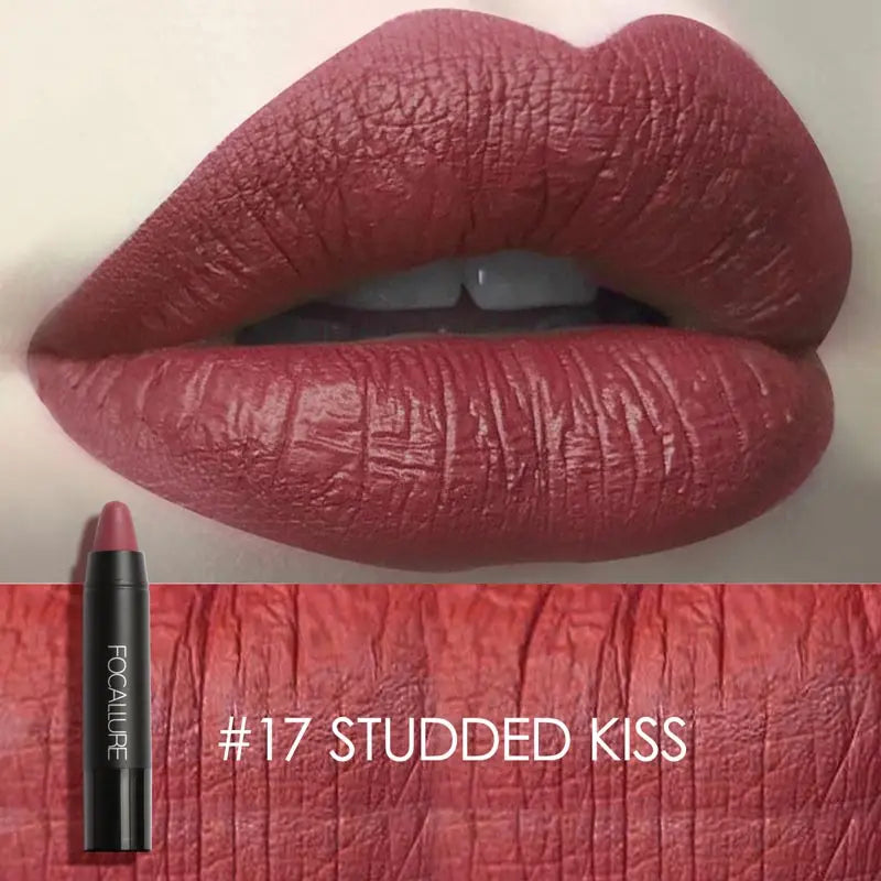 FOCALLURE Nude Velvet Matte Lipstick Waterproof Long-lasting Rendering Non-stick Sexy Lipbalm Lip Pencil Women Cosmetics Makeup