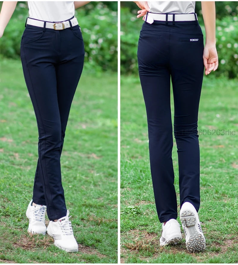 Pgm Women Spring Casual Golf Trousers Slim Fit Golf Pants Ladies High Waist Pants Autumn Quick Dry Breathable Sports Pants XS-XL