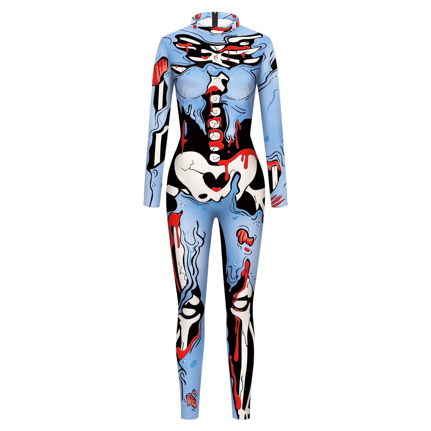 VIP FASHION Adult Skeleton Cospaly Costume Unisex Halloween Ghost Jumpsuit Carnival Party Zentai Bodysuit Scary Show Outfit Suit - Seprincess