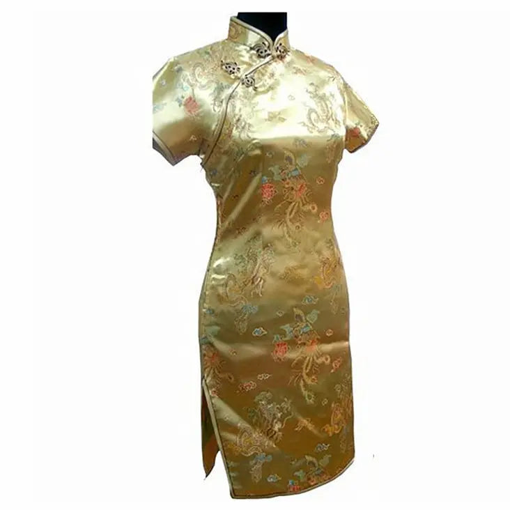 Vintage Chinese style Mini Cheongsam New Arrival Women's Satin Qipao Red Summer Sexy Party Dress Mujer Vestidos S-6XL - Seprincess