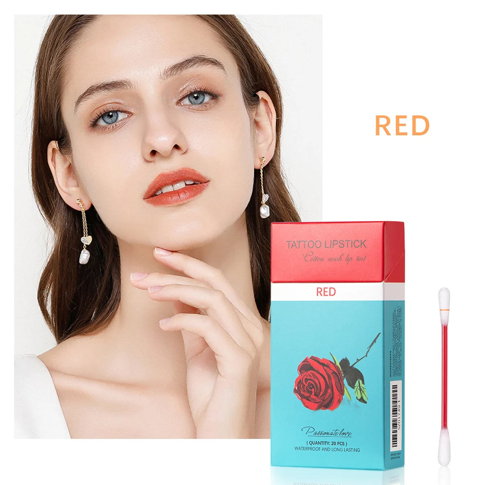 20pcs Cigarette Cotton Swab Lipstick Tattoo Lipstick Non-Stick Long-Lasting Waterproof and Kiss-proof Lip Durable Lip Stain Set - Seprincess