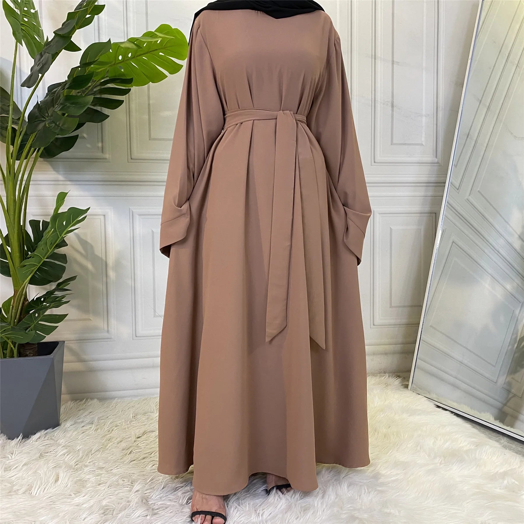 Muslim Fashion Hijab Dubai Abaya Long Dresses Women With Sashes Islam Clothing Abaya African Dresses For Women Musulman Djellaba - Seprincess