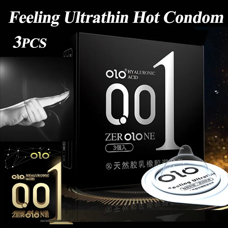 3PCS 0.01mm Ultra Thin Feeling Condoms Intimate goods Penis sleeve water based Hyaluronic Acid invisible Thin Condom sex product - Seprincess