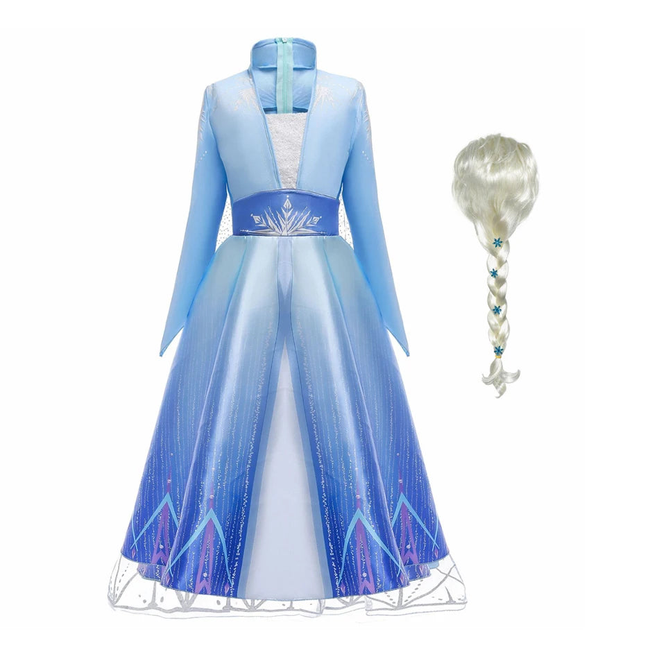 Frozen Girls Dress Elsa 2 Princess Cosplay Costume Kid Fancy Children Gowns Vestidos Snow Queen Disney - Seprincess