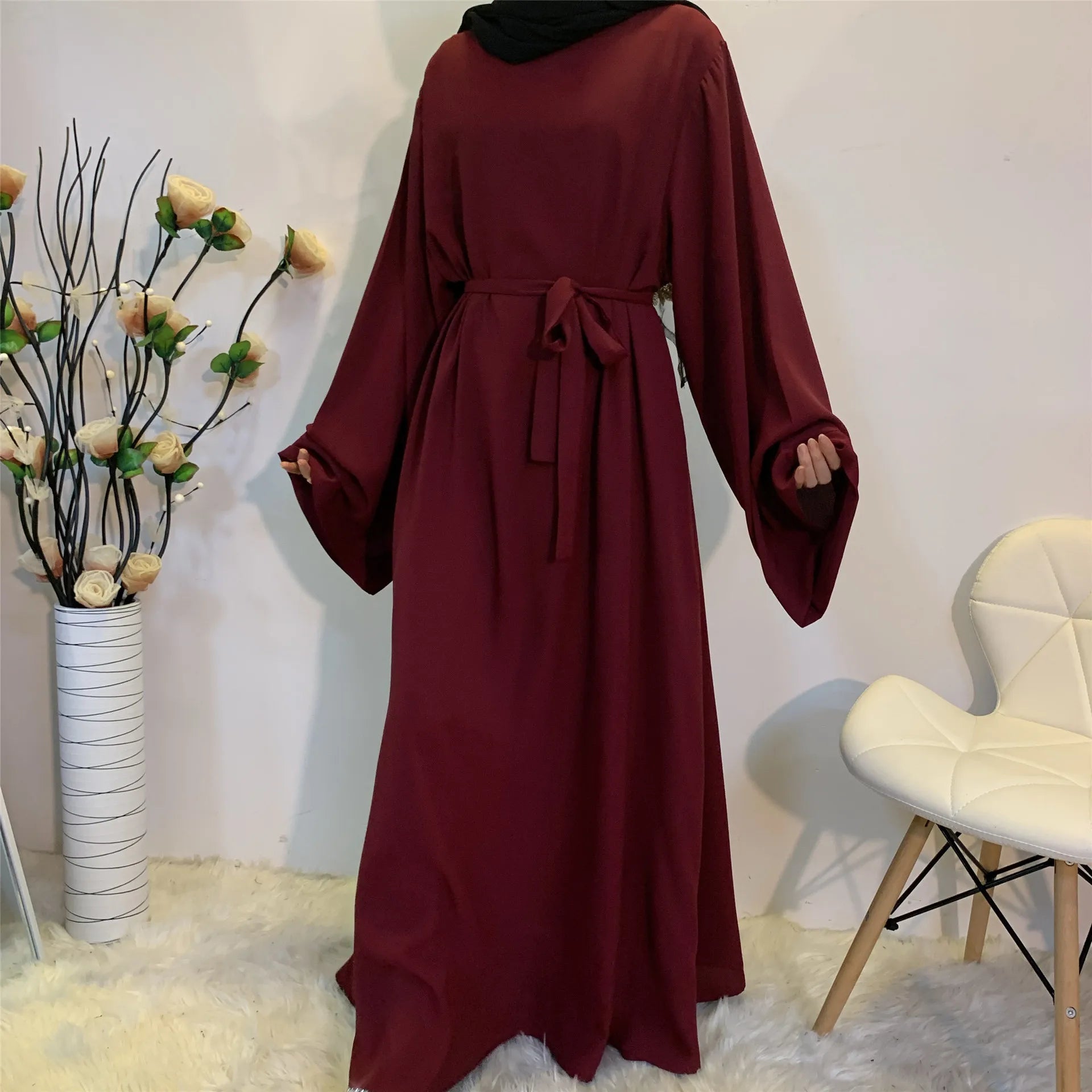 Muslim Fashion Hijab Dubai Abaya Long Dresses Women With Sashes Islam Clothing Abaya African Dresses For Women Musulman Djellaba - Seprincess