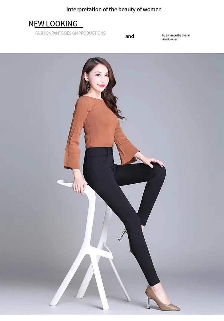 2022 New Fashion High Waist Autumn Winter Women Thick Warm Elastic Pants Quality S-5XL Trousers Tight Type Pencil Pants