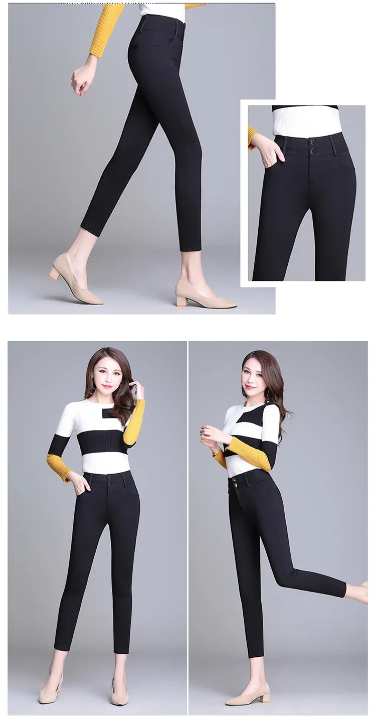 2022 New Fashion High Waist Autumn Winter Women Thick Warm Elastic Pants Quality S-5XL Trousers Tight Type Pencil Pants