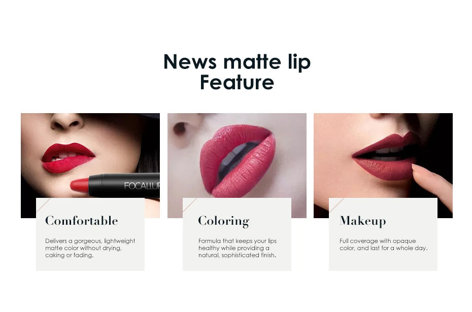 Wholesale FOCALLURE Matte Lipstick Pen Waterproof Long lasting Cosmetics Easy to Wear Lip stick Matte Lip Batom Makeup - Seprincess