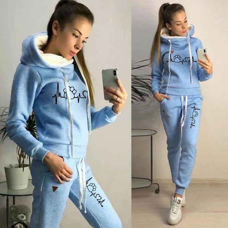 Two Piece Sets Casual Tracksuit Women Hooded Pullover Hoodies and Pants Suit Outfits Female Sweatshirts Autumn Spring Tracksuits - Seprincess