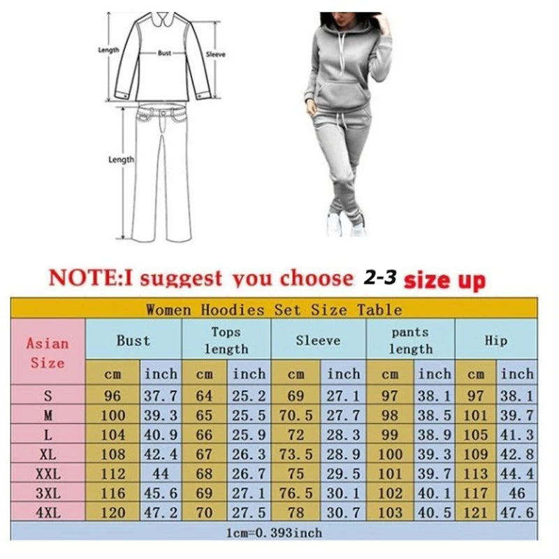 Woman Tracksuit Two Piece Set Winter Warm Hoodies Pants Pullovers Sweatshirts Female Jogging Woman Clothing Sports Suit Outfits - Seprincess