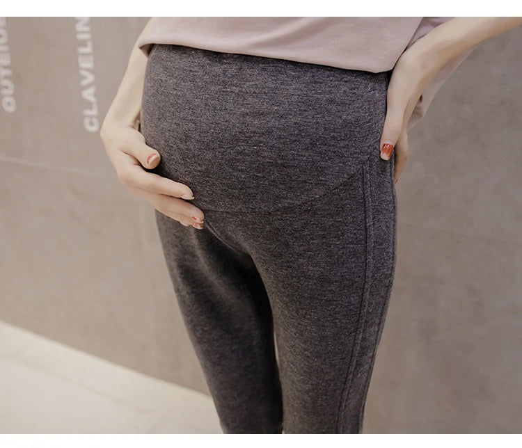 Winter Thicken Warm Cotton Plus Velvet Maternity Legging Thermal Fleece Pencil Pants for Pregnant Women Casual Pregnancy