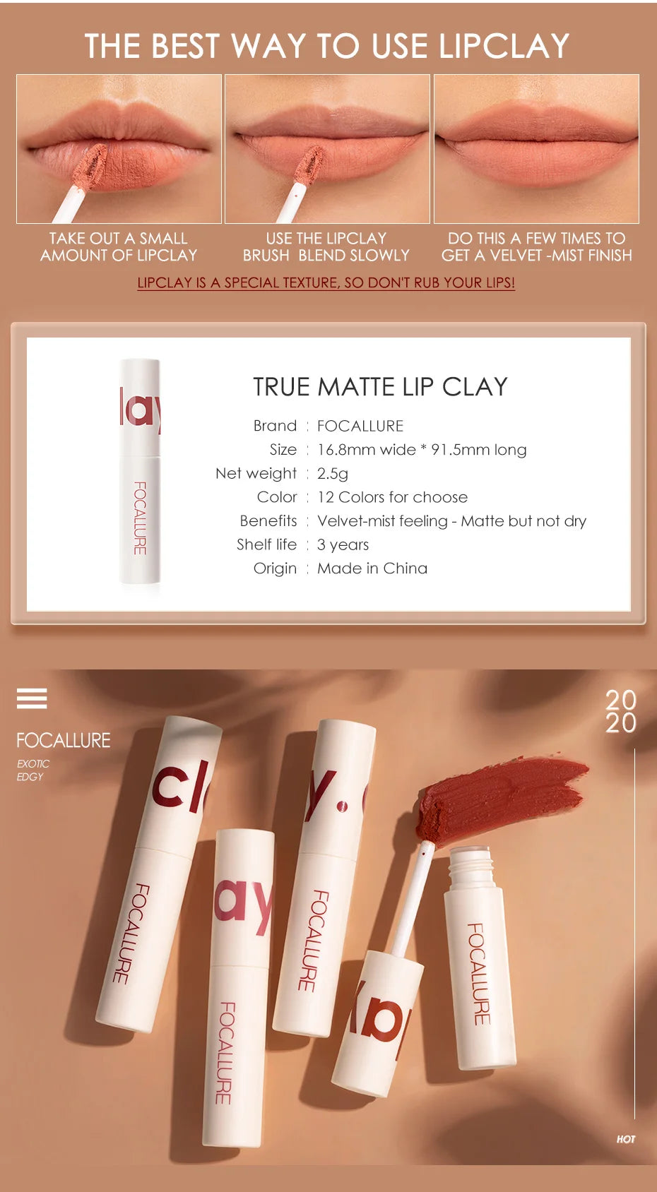 FOCALLURE Matte Lipstick Velvet Mist Lip Clay Not Dry Lip Cream 25 Color Nude Lip Stick Waterpoof Lip Cosmetic Makeup Wholesale - Seprincess