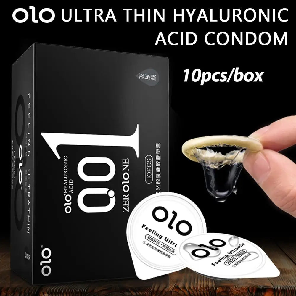 Hyaluronic Acid 0.01 Ultra Thin Condom For Long Sex ICE Fire Delay Condoms Safe Penis Sleeve Sex Toys Contraception For Adult 18