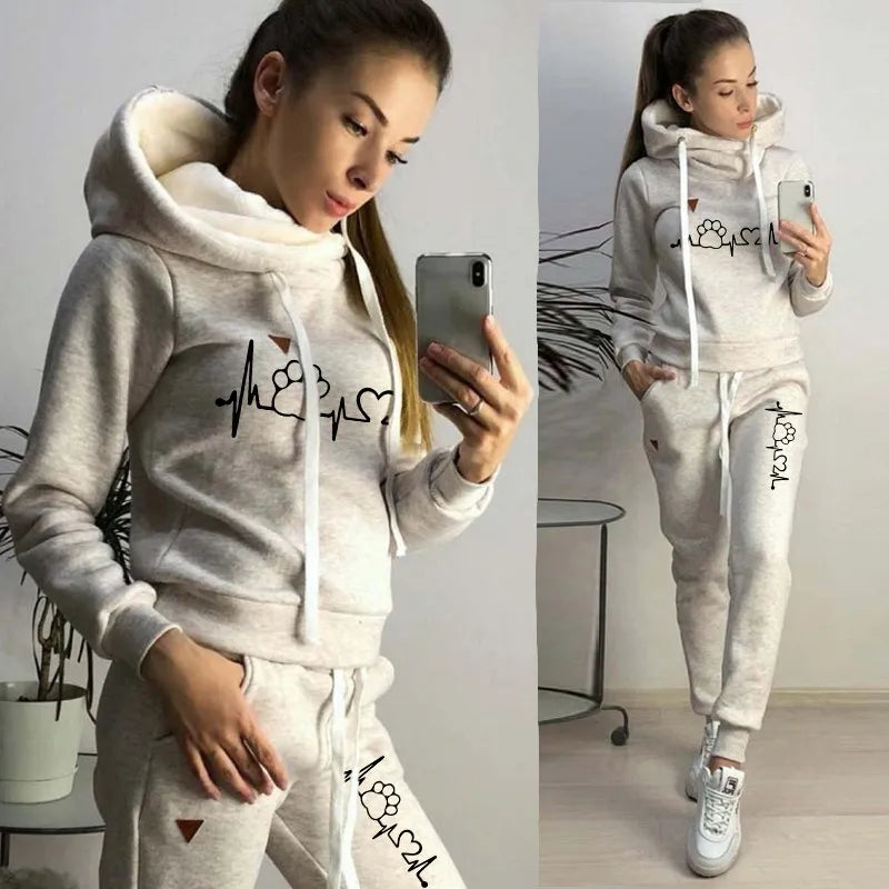 Two Piece Sets Casual Tracksuit Women Hooded Pullover Hoodies and Pants Suit Outfits Female Sweatshirts Autumn Spring Tracksuits - Seprincess