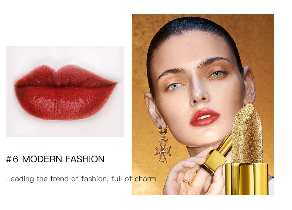 Glitter Lipstick Moisturizing Glitter Cover Velvet Matte Batom Golden Lips Cosmetics Makeup 3.5g Unique Funny Gift - Seprincess