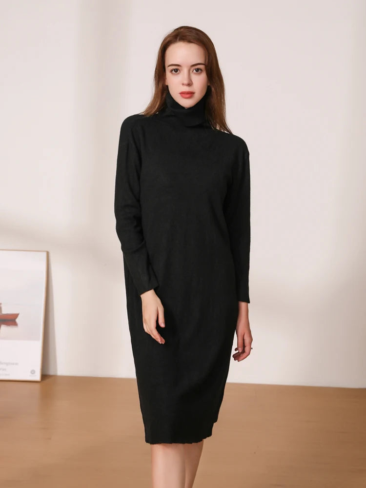 Knitted Women's Winter Dress 2024 Dresses Ladies Sweater Korean Fashion Clothing Robe Clothes Elegant Black Tight Woman Casual - Seprincess