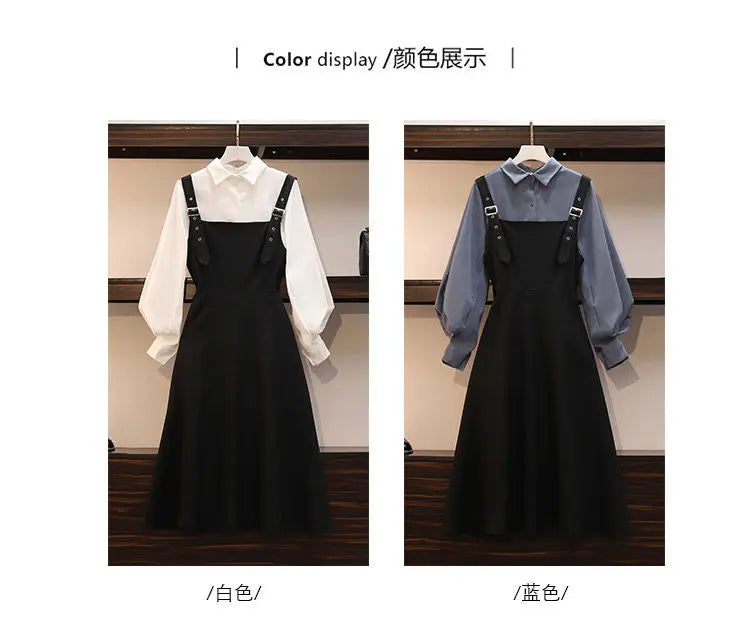 New Large Size Women's Set Spring and Autumn Suit Women Fashion Shirt + Dress Female Two-piece - Seprincess