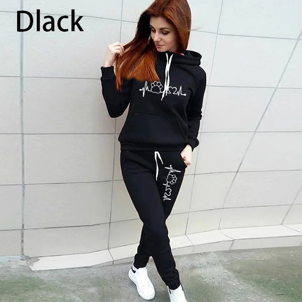 Two Piece Sets Casual Tracksuit Women Hooded Pullover Hoodies and Pants Suit Outfits Female Sweatshirts Autumn Spring Tracksuits - Seprincess