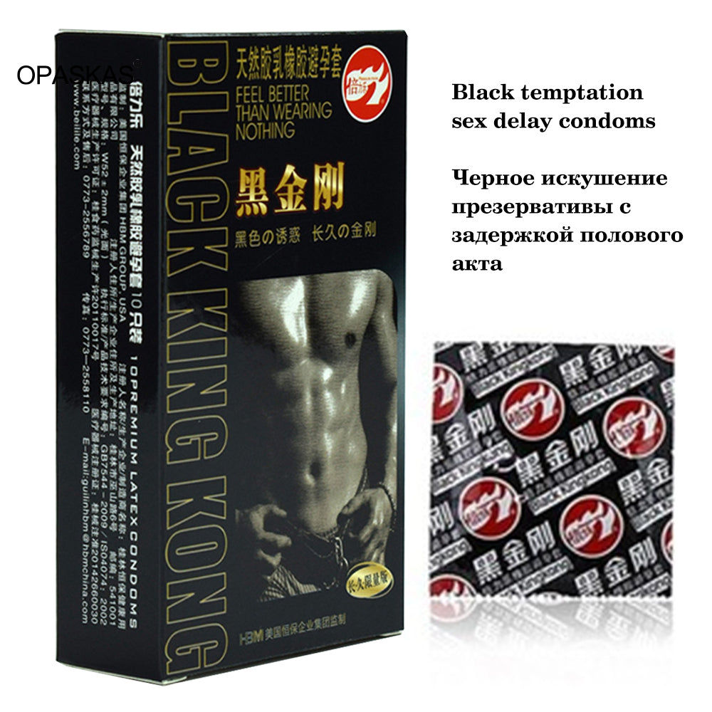 Black Condoms for Men Delay Ejaculation Latex Penis Sleeve Long Lasting Vaginal Condoms Adults Sexulaes Toys Safer Contraception - Seprincess