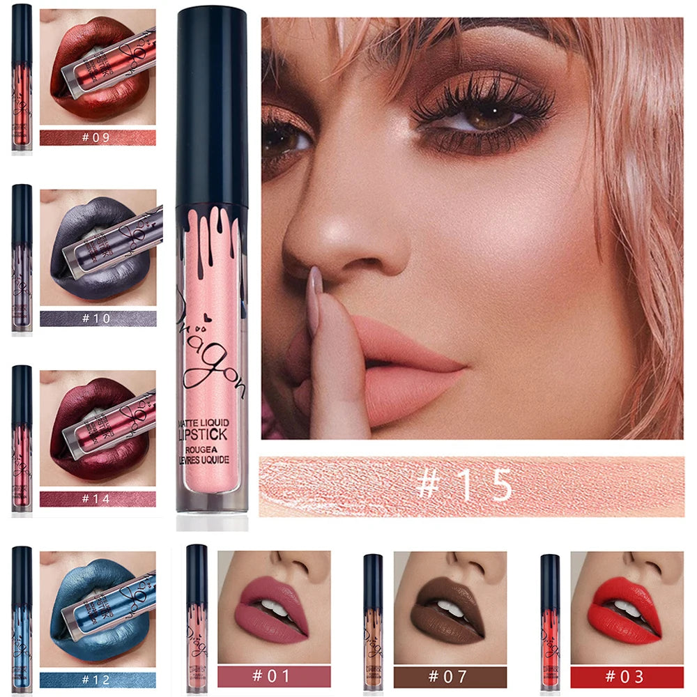 Nude Velvet Glitter Shimmer Matte Liquid Lipstick Makeup Waterproof Long Lasting Sexy Colorful Moist Lip Stick Make Up Women - Seprincess