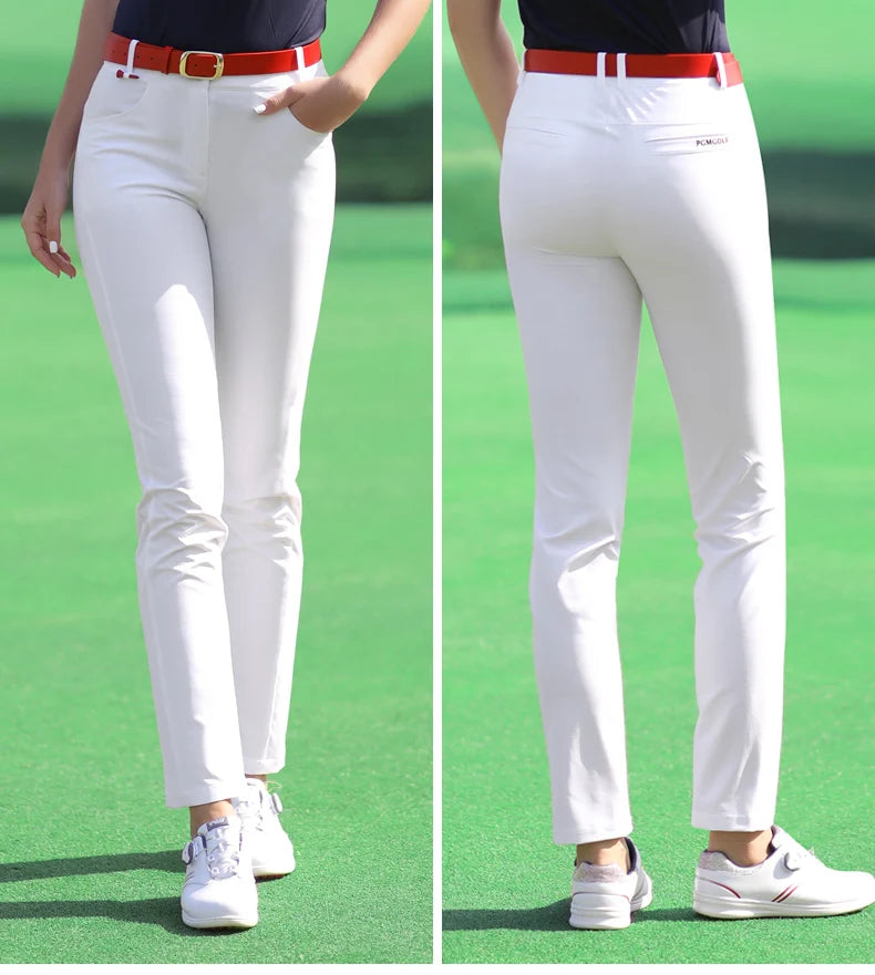 Pgm Women Spring Casual Golf Trousers Slim Fit Golf Pants Ladies High Waist Pants Autumn Quick Dry Breathable Sports Pants XS-XL