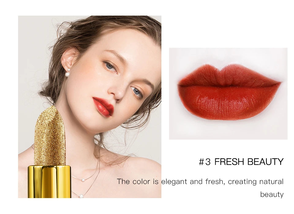 Glitter Lipstick Moisturizing Glitter Cover Velvet Matte Batom Golden Lips Cosmetics Makeup 3.5g Unique Funny Gift - Seprincess