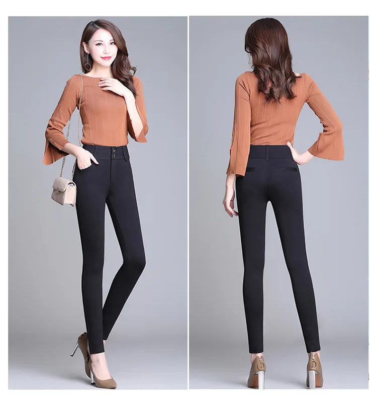 2022 New Fashion High Waist Autumn Winter Women Thick Warm Elastic Pants Quality S-5XL Trousers Tight Type Pencil Pants