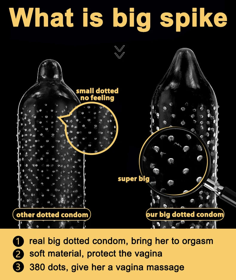 Super Dotted Large Spiked Condom Sex Toys Adult Supplies Natural Rubber Special Condoms Lubricated Penis Sleeve Sex Shop For Men - Seprincess