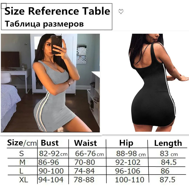 Bodycon Dresses Sexy Women Deep Low Neck Sleeveless Dress Fitness high waist Party Night Club Mini 2020 Vestidos - Seprincess