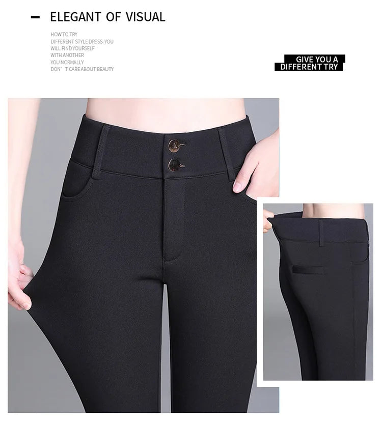 2022 New Fashion High Waist Autumn Winter Women Thick Warm Elastic Pants Quality S-5XL Trousers Tight Type Pencil Pants