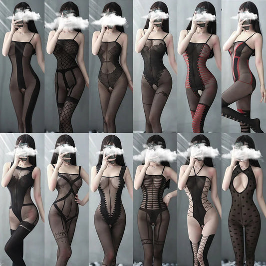 Sexy Tights Lingerie Hose Women's Stockings Black Open Crotch Intimate Underwear Teddy Sexy Costume Porno Bodystockings Bodysuit