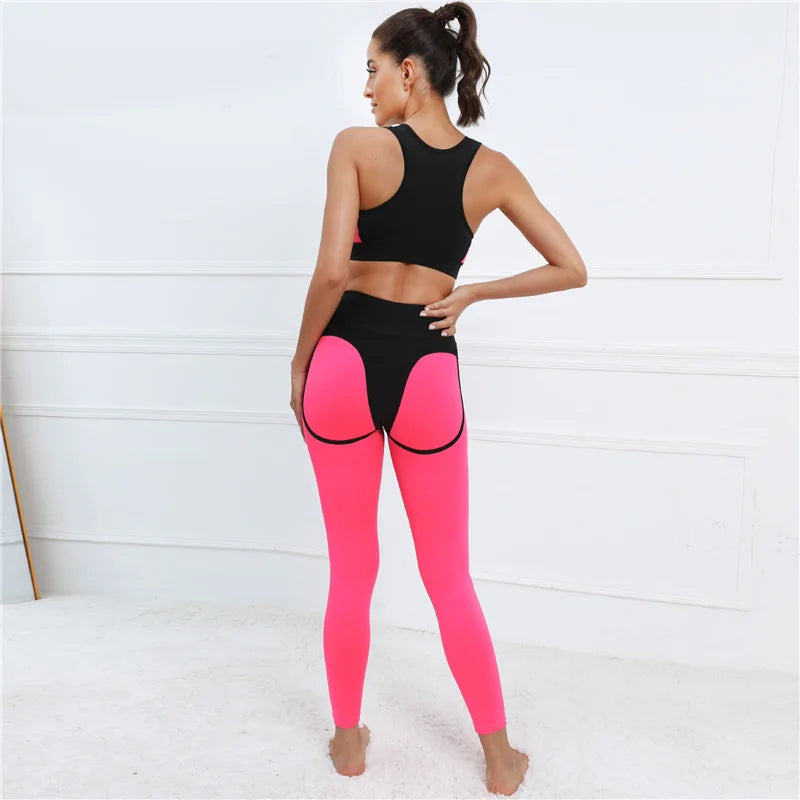 Women Yoga Set Female Suit Women's Crop Top Bra Leggings Pants Set 2pcs Two Piece Outfit Fitness Workout Sport Gym Suit Clothes