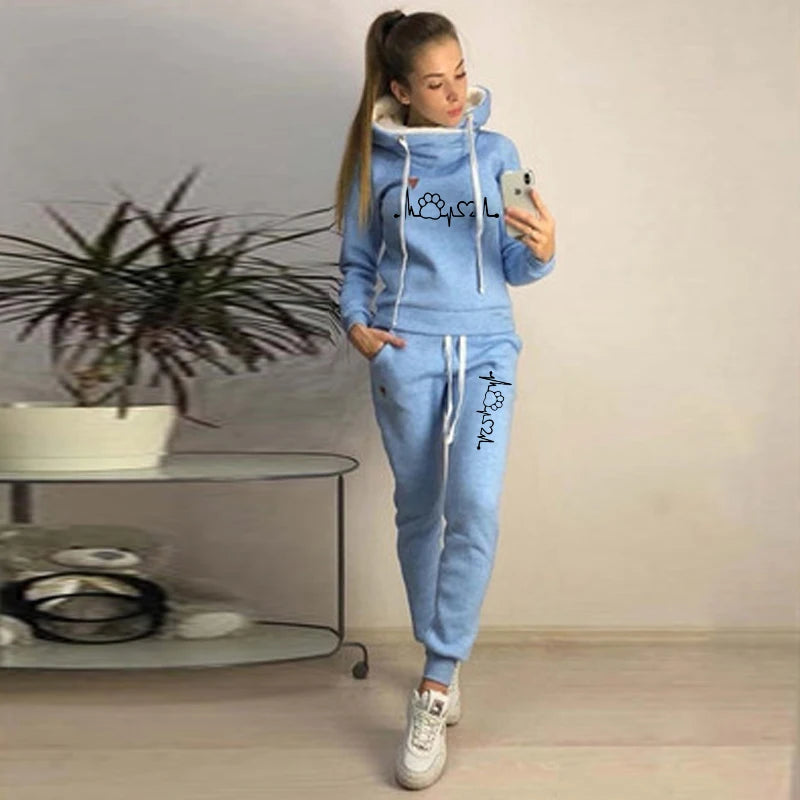 Two Piece Sets Casual Tracksuit Women Hooded Pullover Hoodies and Pants Suit Outfits Female Sweatshirts Autumn Spring Tracksuits - Seprincess