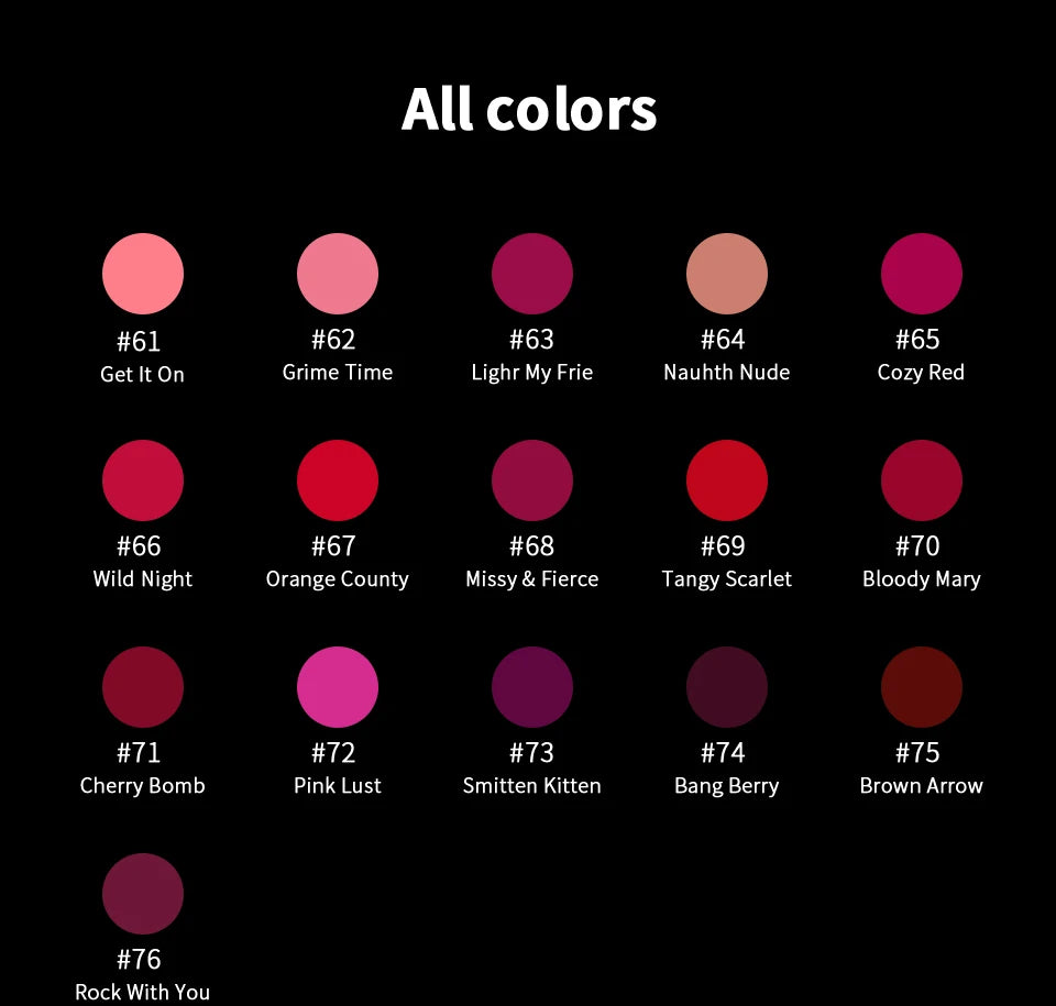 CHARMACY 16 Colors Waterproof Velvet Lipstick Easy To Wear Longstay Lip Stick Long-Lasting Matte Lip Makeup Cosmetic - Seprincess