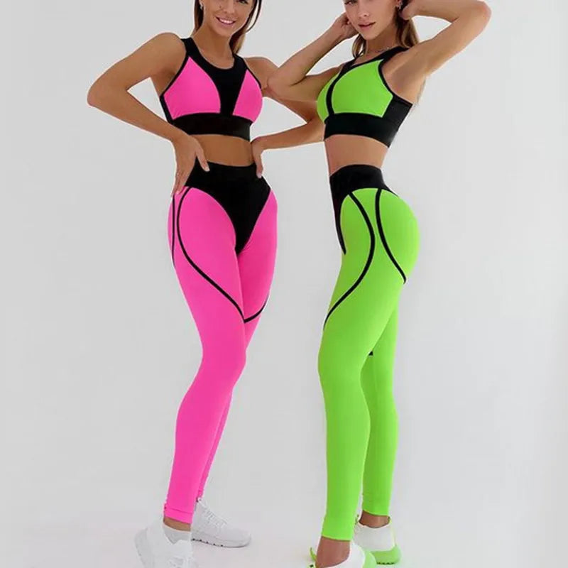 Women Yoga Set Female Suit Women's Crop Top Bra Leggings Pants Set 2pcs Two Piece Outfit Fitness Workout Sport Gym Suit Clothes